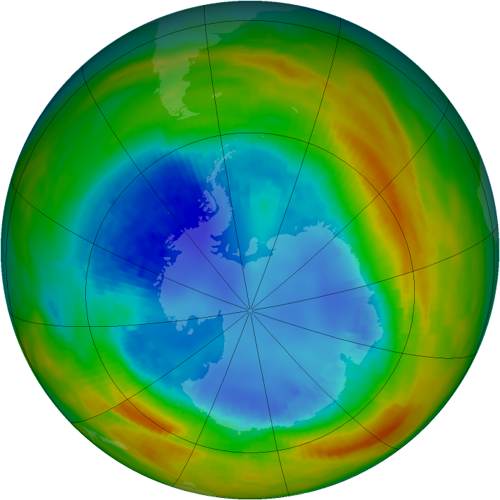 Antarctic ozone map for 23 August 1988